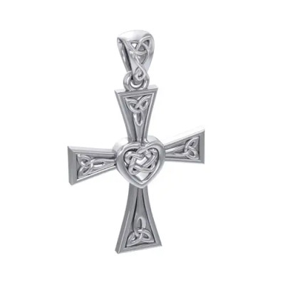 Celtic Triquetra Cross Pendant with Heart Center