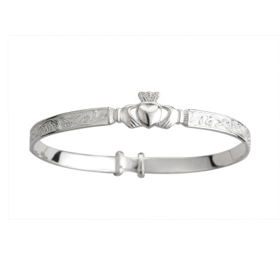 Sterling Silver Irish Baby Bangle Claddagh Bracelet