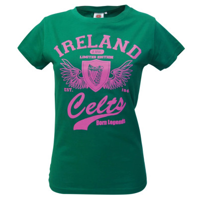 Green & Pink Celtic Ireland Ladies T-Shirt