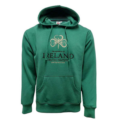 Green Shamrock Embroidered Celtic Hoodie