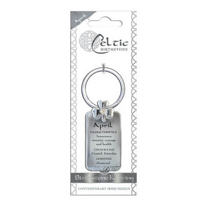 Celtic Birthstone Keyring- April DublinGiftCompany.com