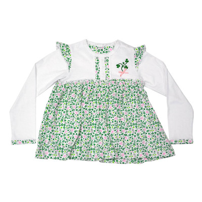 White Shamrock Kids Long Sleeve Baby Dress DublinGiftCompany.com