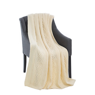 Dara Merino Wool Aran Throw Natural DublinGiftCompany.com