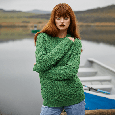 ML157 Ladies Side Button Sweater Green SAOL Knitwear Dublin Gift Shop