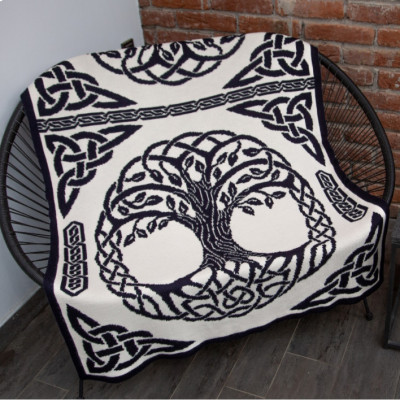 Tree of Life Trinity Knot Throw Navy AWT317 Dublin Gift Shop