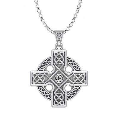 Carved Celtic Cross Triskele Necklace DGC