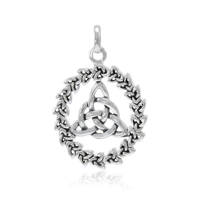 Silver Celtic Triquetra Knotwork Framed Pendant