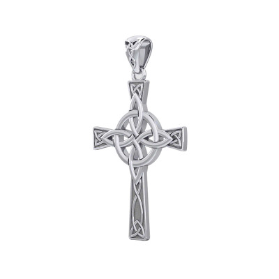 Silver Four Point Knot Celtic Cross Pendant