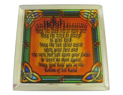Irish Blessing Stained Mirror Coaster