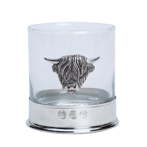 Highland Cow Pewter Whisky Glass