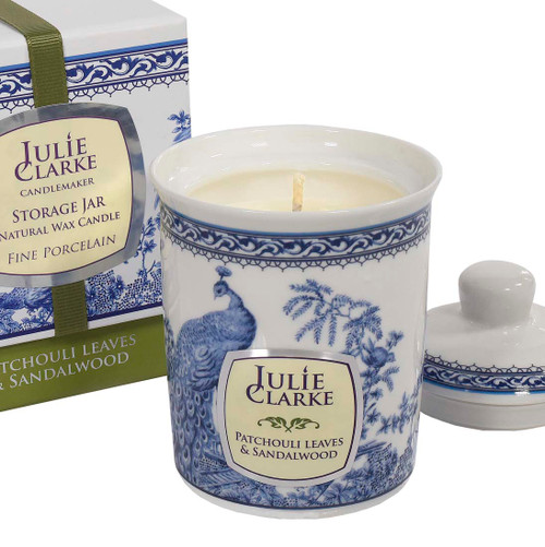 Natural Porcelain Celtic Peacock Candle- Patchouli & Sandalwood