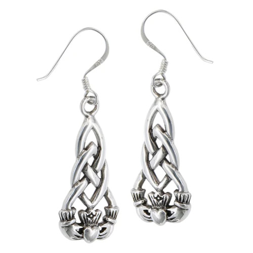 "Sterling Silver Irish Claddagh Earrings "