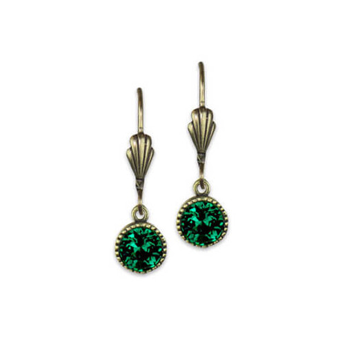 Drop Emerald Swarovski Crystal Earrings