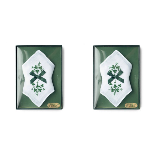 Green Embroidered Shamrock Handkerchiefs