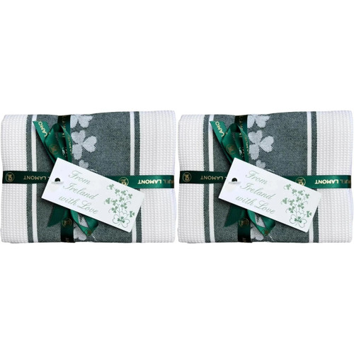 Shamrock Waffle 100% Cotton Tea Towel Pair