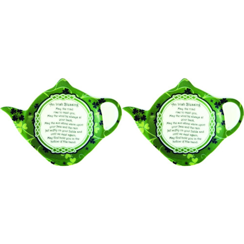 Irish Blessing China Tea Bag Holder - Shamrock Garden