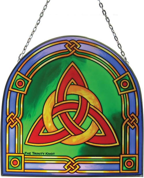 Irish Celtic Trinity Knot Stained Glass Panel