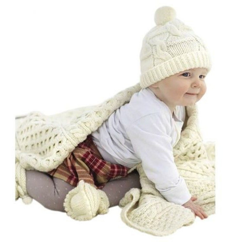 Irish Merino Wool Aran Baby Blanket