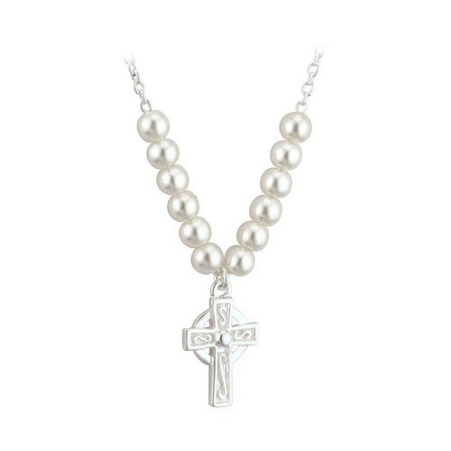 Rhodium Plated Celtic Cross Necklet