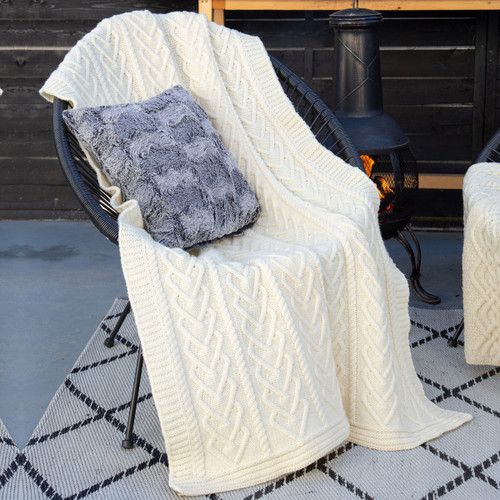 Natural Merino Wool Heart Throw MT121 DublinGiftCompany.com