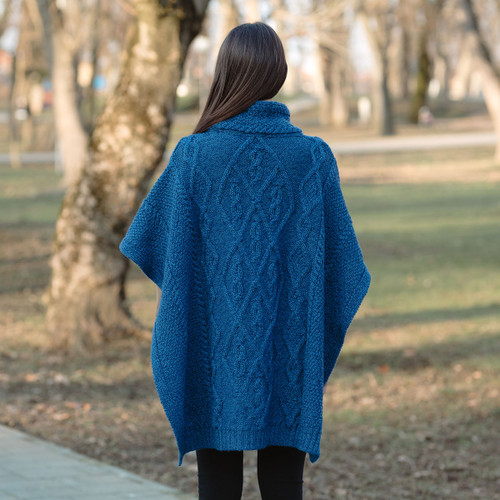  Aran Crafts Cowl Neck Poncho, 100% Merino Wool, Made in Ireland  : Clothing, Shoes & Jewelry