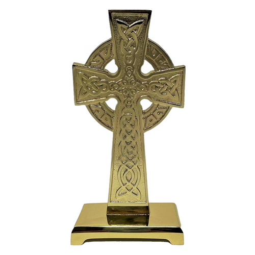 Brass Standing IHS Celtic Knot Cross EC117-B DGC