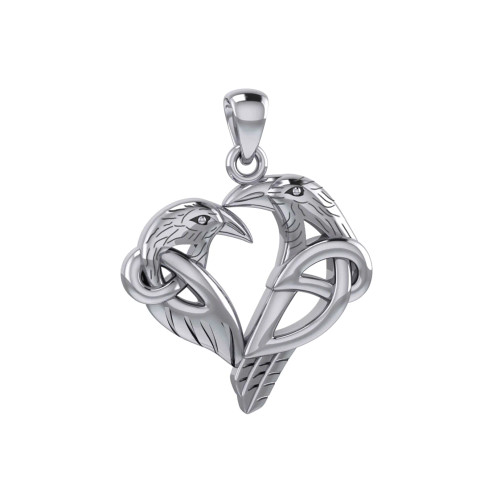 Love of The Mythical Celtic Raven Heart Shaped Pendant