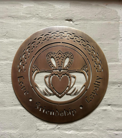 Circular Irish Claddagh Wall Decor- Antique Brass