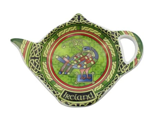 Ceramic Celtic Peacock Teabag Holder