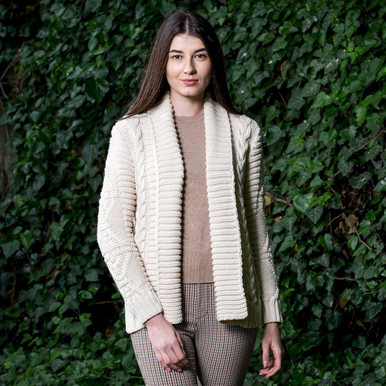 Cable Knit Split Front Bow Cardigan