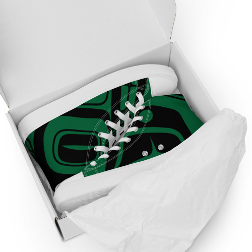Green Abstract Human High Top Canvas Shoes