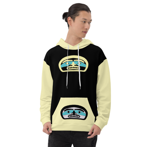 Black and Yellow Chilkat Face Unisex Hoodie