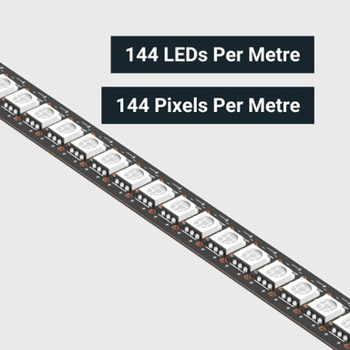 Tagra | Pixel LED Strip Light | 144 LEDs p/m | 144 pixels p/m | 12V | IP20 | 20W/m | RGB | 1M Reel - TD12-RGB-144-StripLight-CLOSE.jpg