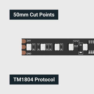 Tagra | Pixel LED Strip Light | 120 LEDs p/m | 20 pixels p/m | 24V | IP20 | 14.8Wp/m | RGB | 5M Reel - TD24-RGB-120-V2-StripLight-CUT.jpg