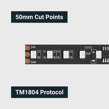 Tagra | Pixel LED Strip Light | 120 LEDs p/m | 20 pixels p/m | 24V | IP20 | 14.8W/m | RGB | 5M Reel - TD24-RGB-120-V2-StripLight-CUT.jpg