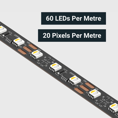 Tagra | Pixel LED Strip Light | 60 LEDs p/m | 20 pixels p/m | 12V | IP20 | 19.2W/m | RGB+6000K | 5M Reel - TD12-RGBW-60-StripLight-CLOSE.jpg