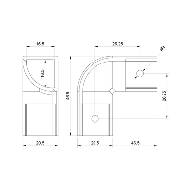 Tagra | SSC16 | Corner | LED Profile Connector | White - CORN1616__80960.png