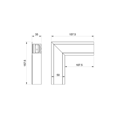 Tagra | SLXL35 | L Shaped Recessed | LED Profile Connector | Silver - 3535-LCONNRECESS__65487.png