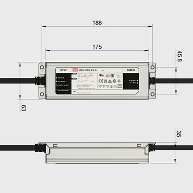 Mean Well | XLG | 24V | 200W | Constant Voltage | Non-Dimmable LED Driver | IP67 - XLG-200_Dims__80651__03986__11359.jpg