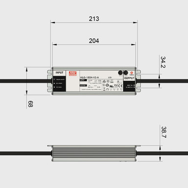 Mean Well | HLG | 12V | 156W | Constant Voltage | Non-Dimmable LED Driver | IP65 - HLG-185_Dims__73334__62152__03641.jpg