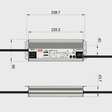 Mean Well | HLG | 24V | 320W | Constant Voltage | Non-Dimmable LED Driver | IP65 - HLG-320_Dims__97291__06252__03628.jpg