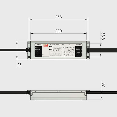 Mean Well | ELG | 12V | 200W | Constant Voltage & Constant Current | DALI Dimmable LED Driver | IP67 - ELG-200_Dims__07050__30438__05966.jpg