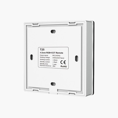 Tagra | RF 2.4GHz | Battery Powered | LED Wall Plate | RGB+CCT | 4 Zones | Black - PSCONN-BPRGBCCTWALL_Wall_Plate_Back__43904.jpg