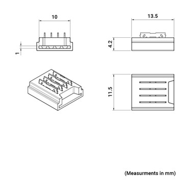 Tagra | LED Strip Solderless Connector | RGB | 10mm | Tape to Wire | IP20 | With Wire | Pack of 10 - CONSOL-RGB-10MM-TW__Dims__38899__81815__69248.jpg