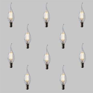 Tagra | CA35 Flame Tip Candle | Dimmable LED Filament Lamp | B15 | 400lm | 2700K | Pack of 10 - TL-CA35-4D-B15-ON__62565__12588__41412.jpg