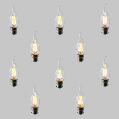 Tagra | CA35 Flame Tip Candle | Dimmable LED Filament Lamp | B22 | 400lm | 2700K | Pack of 10 - TL-CA35-4D-B22-ON__16089__58788__06611.jpg