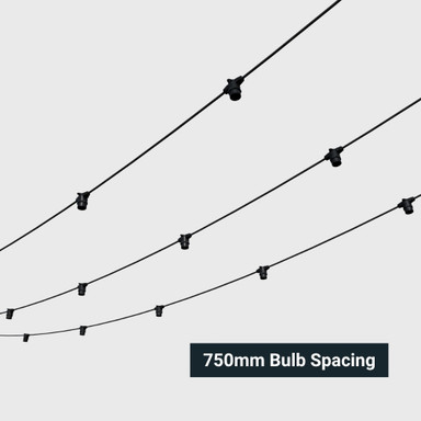 Tagra | Core Series | Connectable LED Festoon String | Black | 750mm Spacing | 10 Fixtures | IP44 | 7.5M - FESTBB10_SPACE.jpg