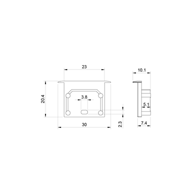 Tagra | RL23 | LED Profile End Caps | Plastic | Silver | Pack of 10 - 2320-ENDCAP__87471.png