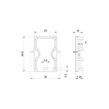 Tagra | RL23 | Boxed | LED Profile End Caps | Plastic | Silver | Pack of 10 - 2320-BENDCAP__71729.jpg