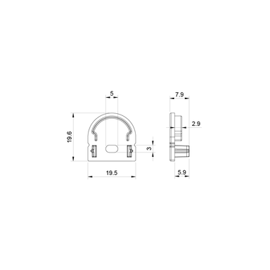 Tagra | SL20 | Domed | LED Profile End Caps | Plastic | Black | Pack of 4 - 2016OD-ENDCAP__30929.png